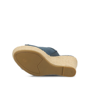YARI ESPADRILLE WEDGE SANDALS - Navy Nubuck