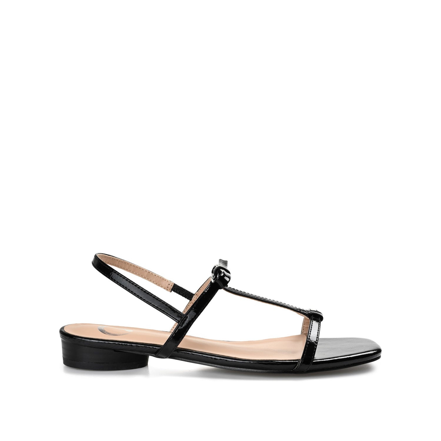 ZAIDDA T STRAP SANDALS IN PATENT