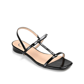 ZAIDDA T STRAP SANDALS IN PATENT