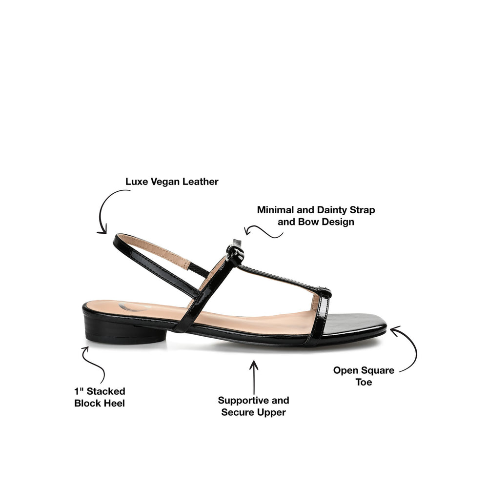 ZAIDDA T STRAP SANDALS IN PATENT