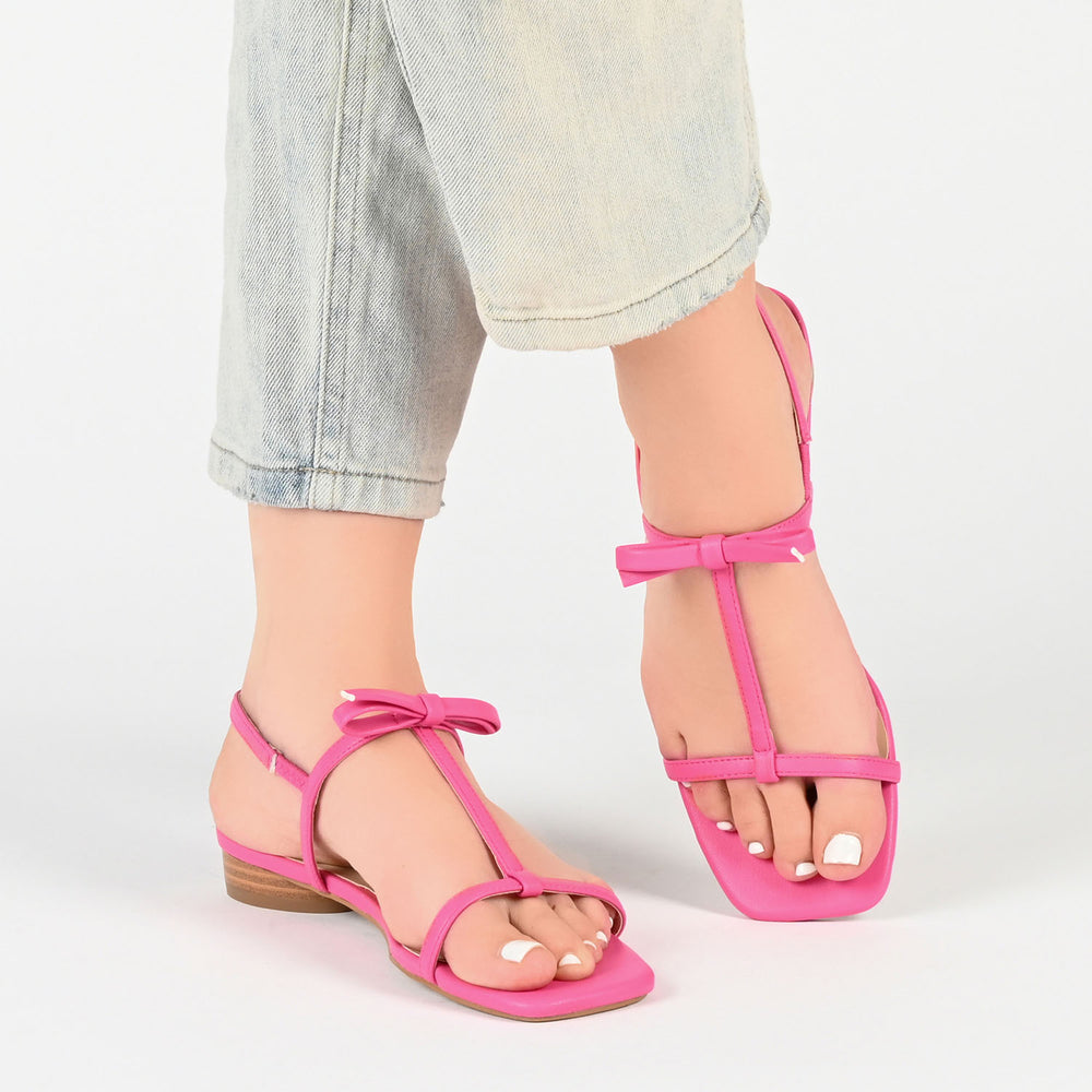 ZAIDDA T STRAP SANDALS IN PATENT