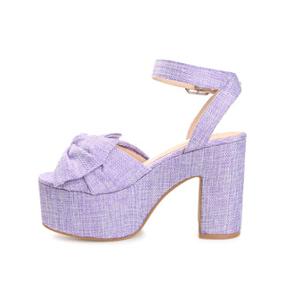 ZENNI BLOCK HEELED SANDALS IN FABRIC