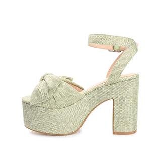 ZENNI BLOCK HEELED SANDALS IN FABRIC