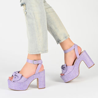 ZENNI BLOCK HEELED SANDALS IN FABRIC