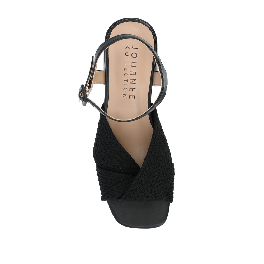 ZERLINA STRAPPY BLOCK HEEL IN KNIT FABRIC