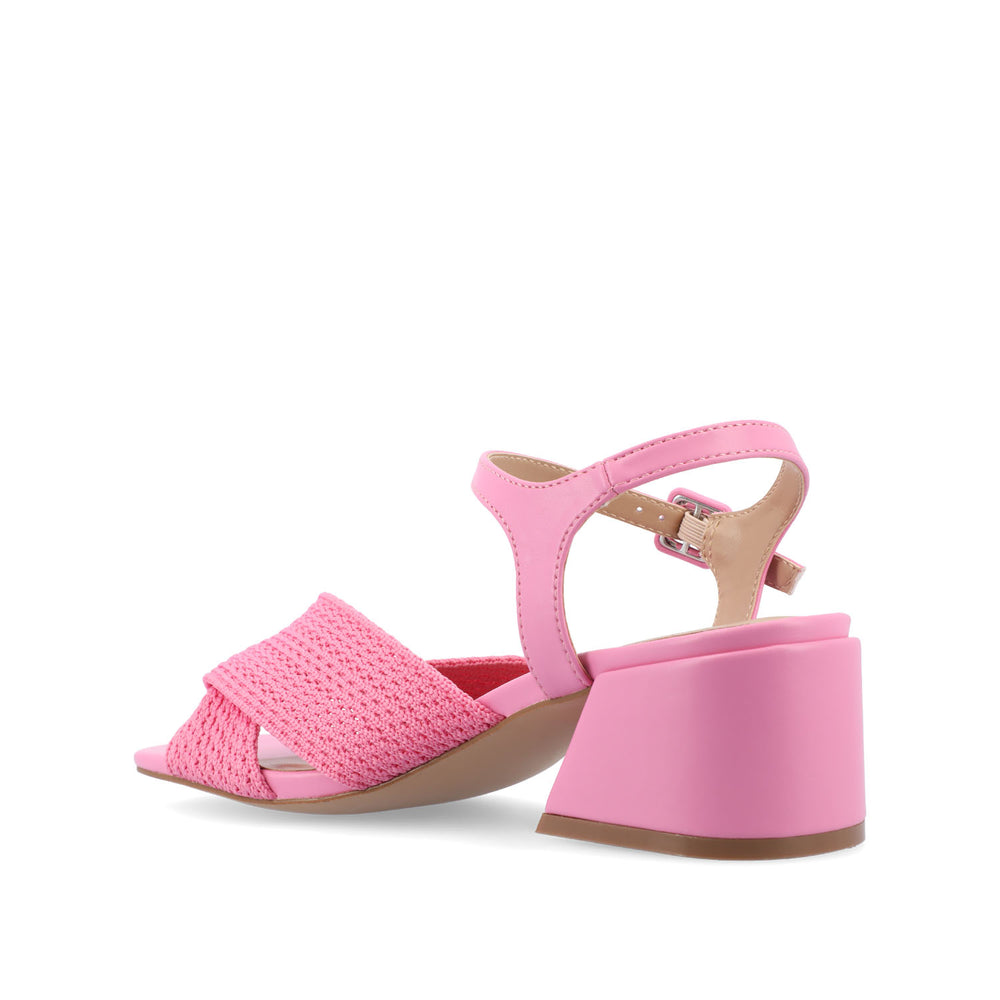 ZERLINA STRAPPY BLOCK HEEL IN KNIT FABRIC