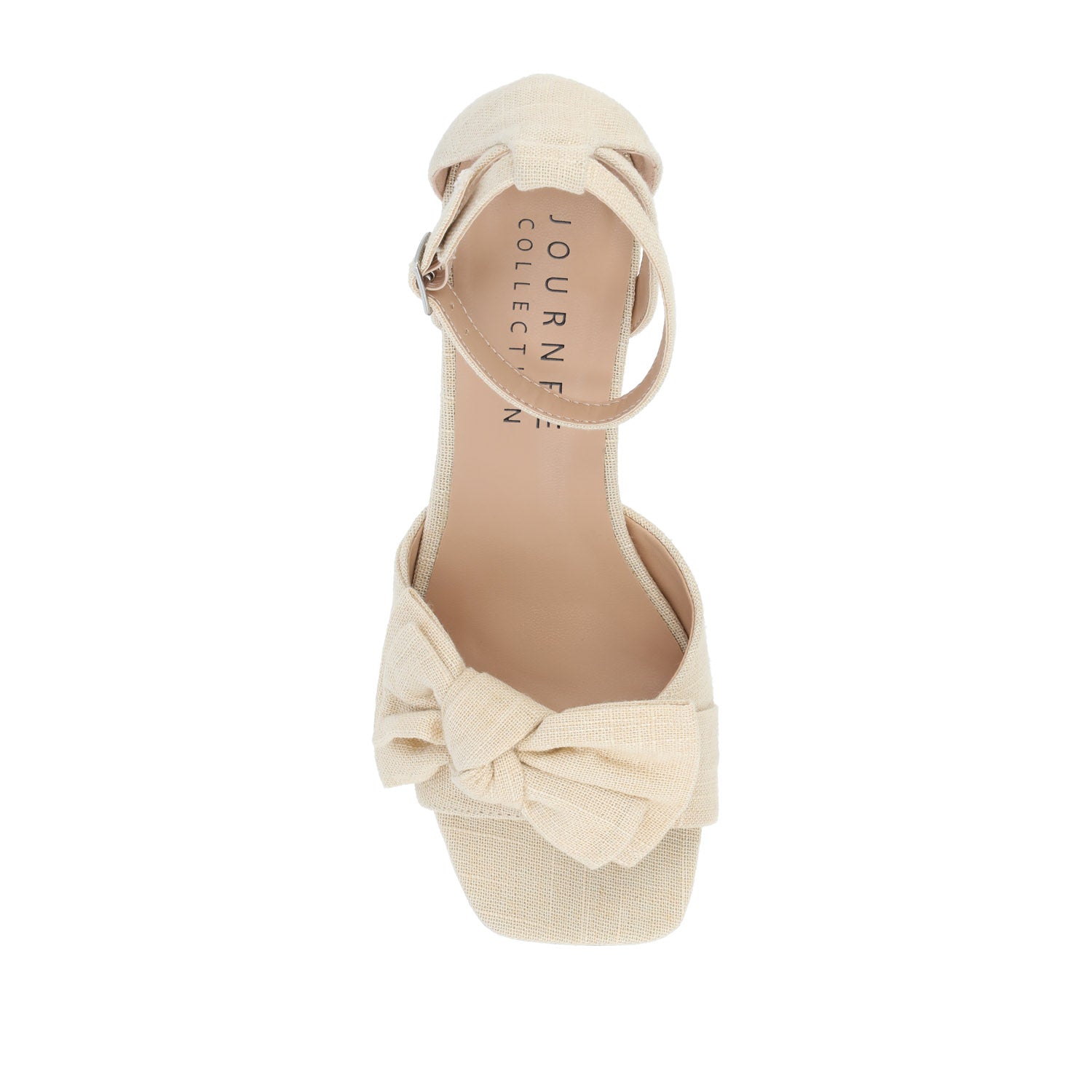 ZEVI STRAPPY BLOCK HEELS IN FABRIC - Tan Beige Fabric