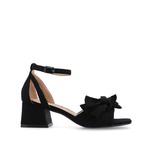 ZEVI STRAPPY BLOCK HEELS IN FABRIC - Black Fabric