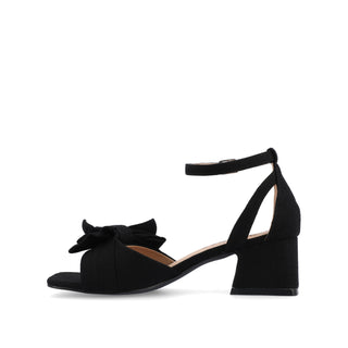 ZEVI STRAPPY BLOCK HEELS IN FABRIC