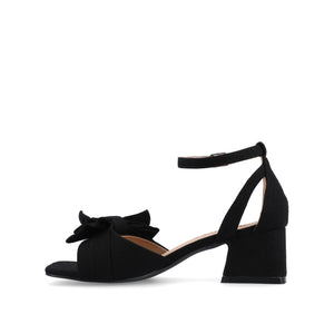 ZEVI STRAPPY BLOCK HEELS IN FABRIC - Black Fabric