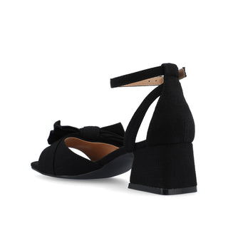 ZEVI STRAPPY BLOCK HEELS IN FABRIC