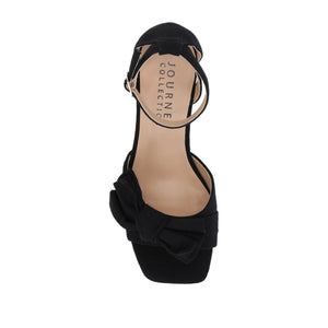 ZEVI STRAPPY BLOCK HEELS IN FABRIC - Black Fabric