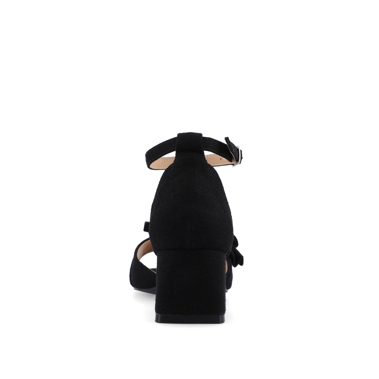 ZEVI STRAPPY BLOCK HEELS IN FABRIC IN WIDE - Black Fabric