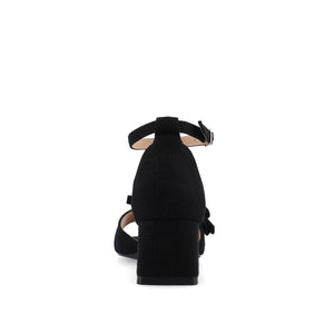 ZEVI STRAPPY BLOCK HEELS IN FABRIC IN WIDE - Black Fabric