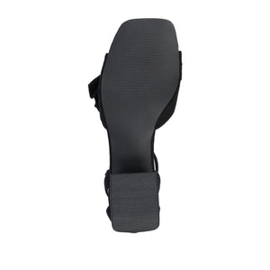 ZEVI STRAPPY BLOCK HEELS IN FABRIC IN WIDE - Black Fabric