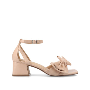 ZEVI STRAPPY BLOCK HEELS IN VEGAN LEATHER - Blush PU