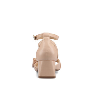 ZEVI STRAPPY BLOCK HEELS IN VEGAN LEATHER - Blush PU