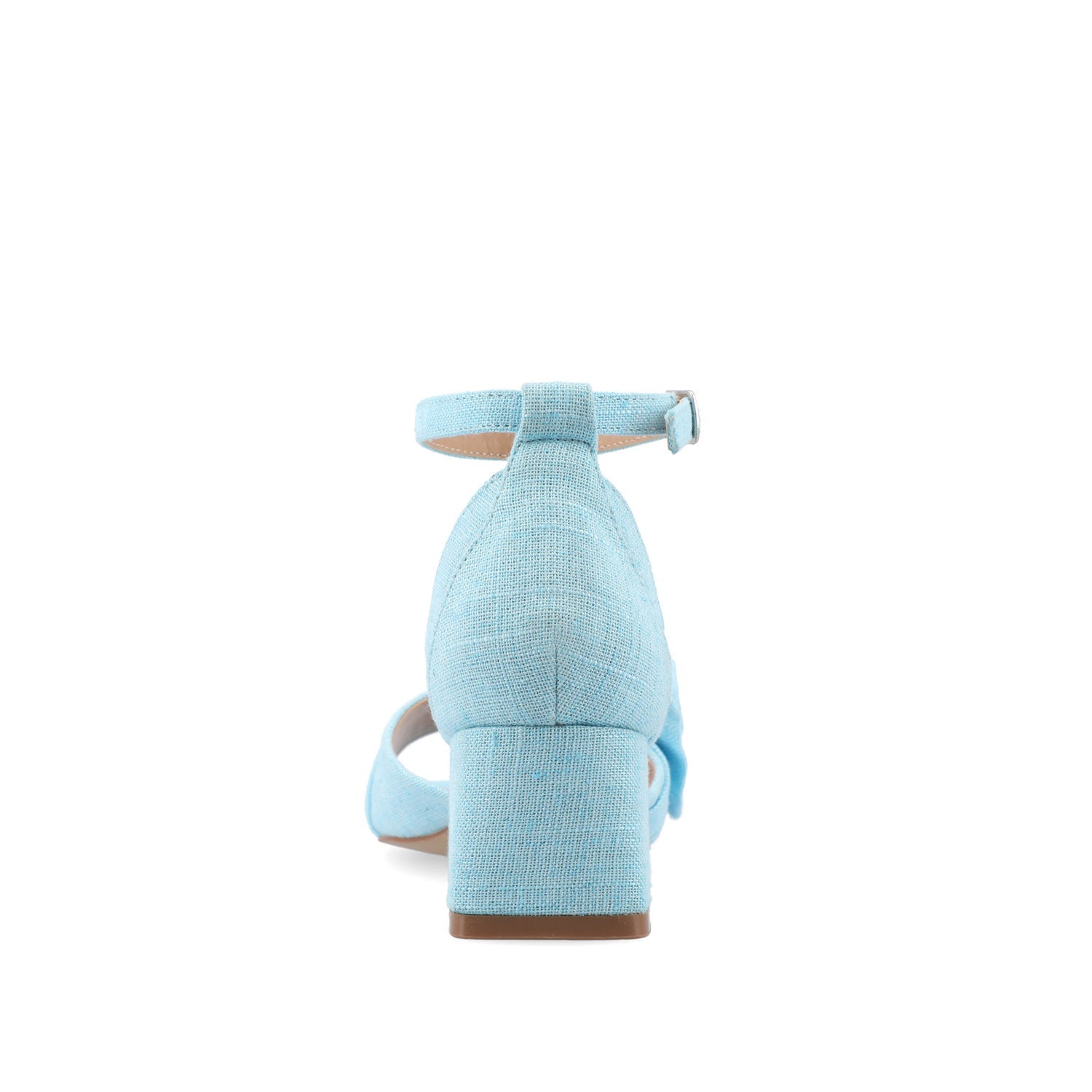 ZEVI STRAPPY BLOCK HEELS IN FABRIC - Blue