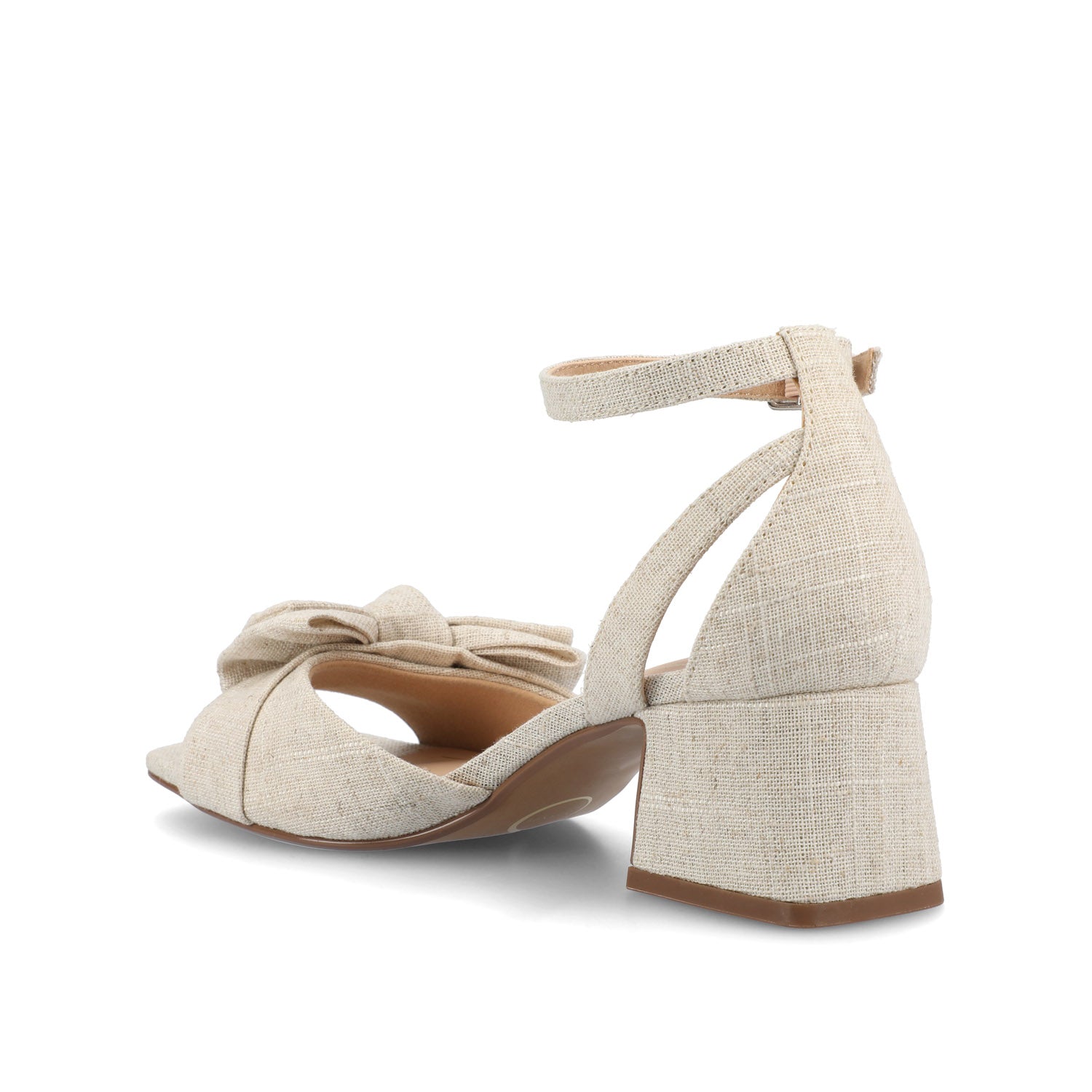 ZEVI STRAPPY BLOCK HEELS IN FABRIC IN WIDE - Bone