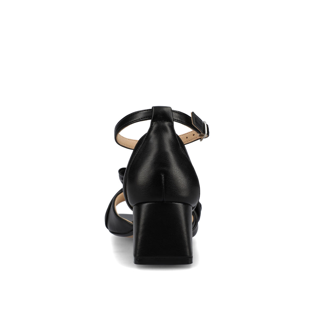 ZEVI STRAPPY BLOCK HEELS IN FAUX LEATHER