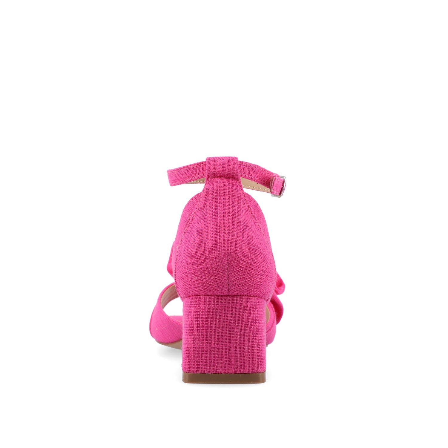 ZEVI STRAPPY BLOCK HEELS IN FABRIC - Hot Pink