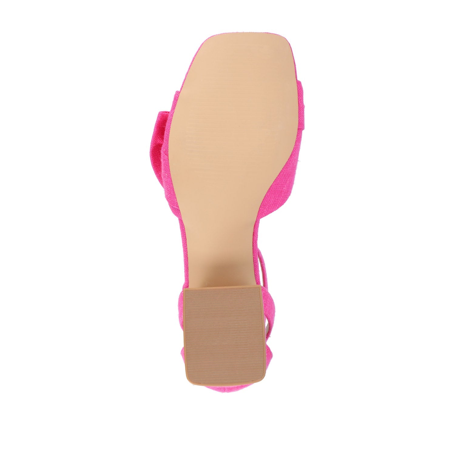 ZEVI STRAPPY BLOCK HEELS IN FABRIC - Hot Pink