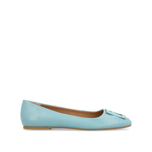 ZIMIA SQUARE TOE FLATS IN VEGAN LEATHER - Aqua