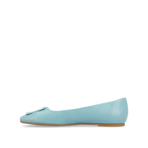 ZIMIA SQUARE TOE FLATS IN VEGAN LEATHER - Aqua