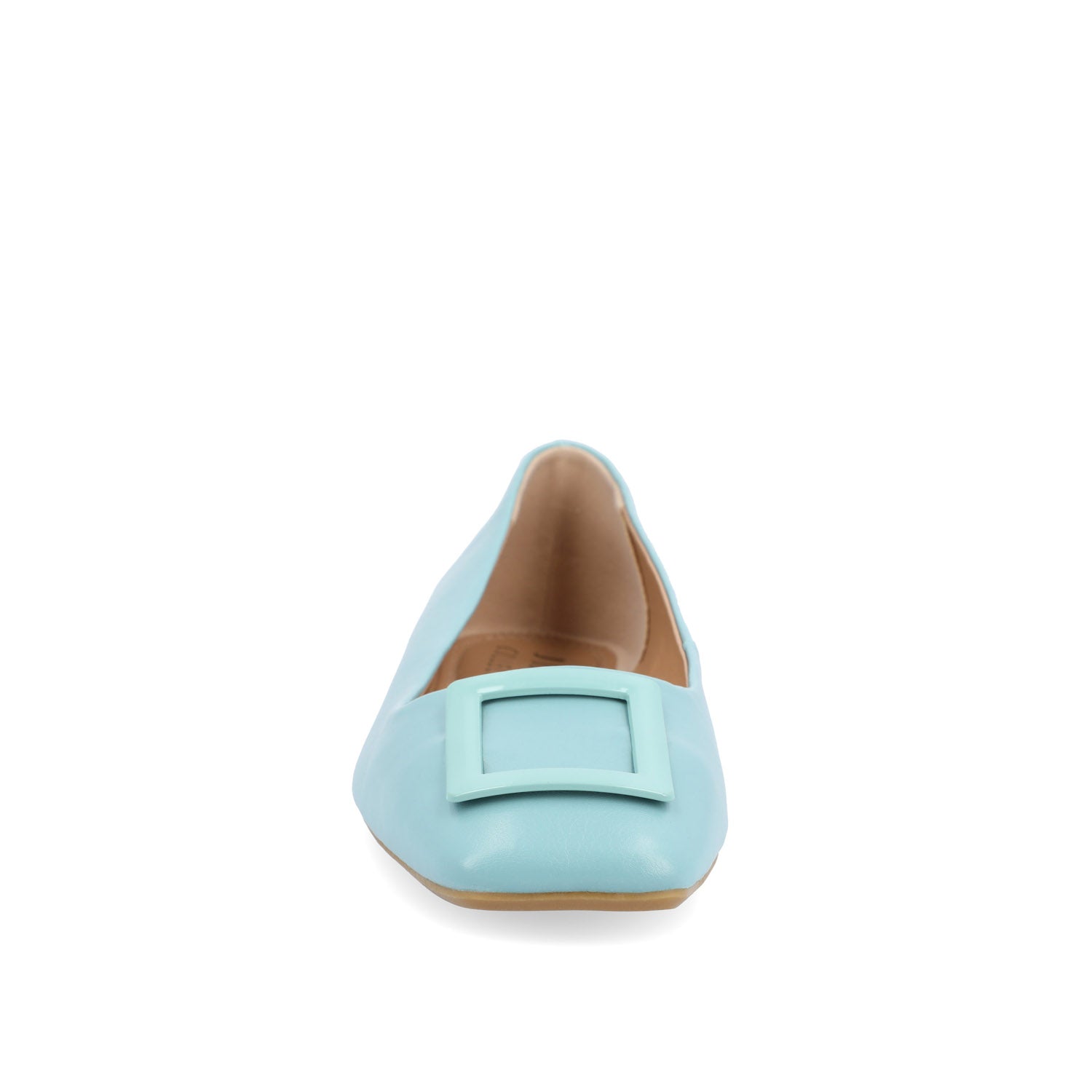 ZIMIA SQUARE TOE FLATS IN VEGAN LEATHER - Aqua