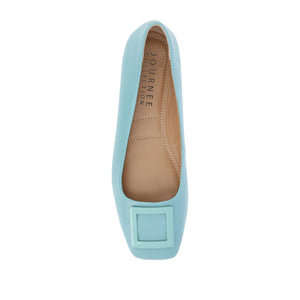 ZIMIA SQUARE TOE FLATS IN VEGAN LEATHER - Aqua