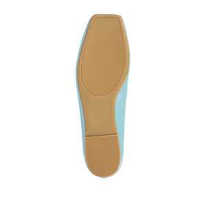 ZIMIA SQUARE TOE FLATS IN VEGAN LEATHER - Aqua