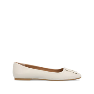ZIMIA SQUARE TOE FLATS IN VEGAN LEATHER - Beige