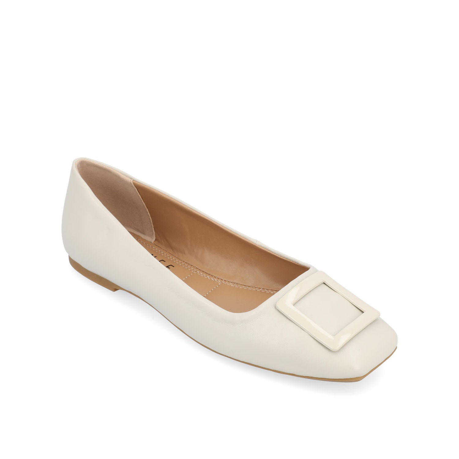 ZIMIA SQUARE TOE FLATS IN VEGAN LEATHER - Beige