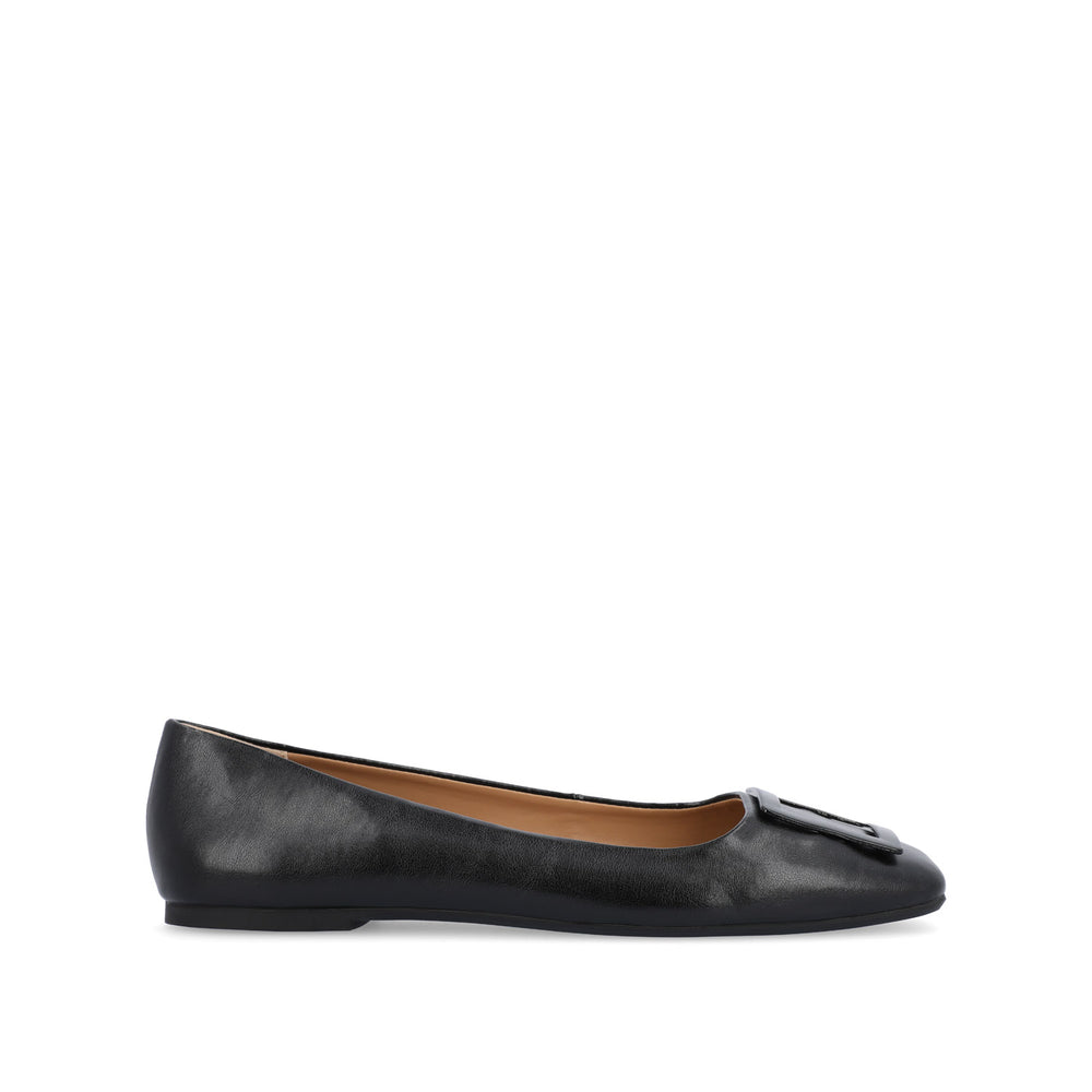 ZIMIA SQUARE TOE FLATS IN FAUX LEATHER