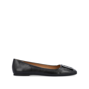 ZIMIA SQUARE TOE FLATS IN VEGAN LEATHER - Black
