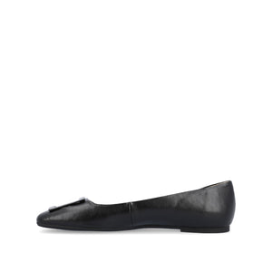ZIMIA SQUARE TOE FLATS IN VEGAN LEATHER - Black