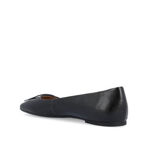 ZIMIA SQUARE TOE FLATS IN VEGAN LEATHER - Black