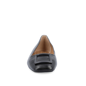 ZIMIA SQUARE TOE FLATS IN VEGAN LEATHER - Black