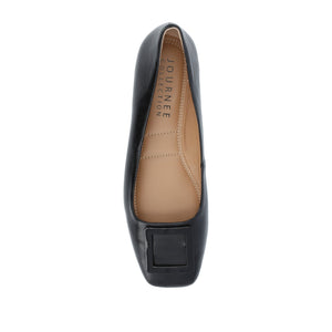 ZIMIA SQUARE TOE FLATS IN VEGAN LEATHER - Black
