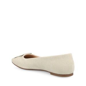 ZIMIA SQUARE TOE FLATS IN VEGAN LEATHER - Bone Lizard