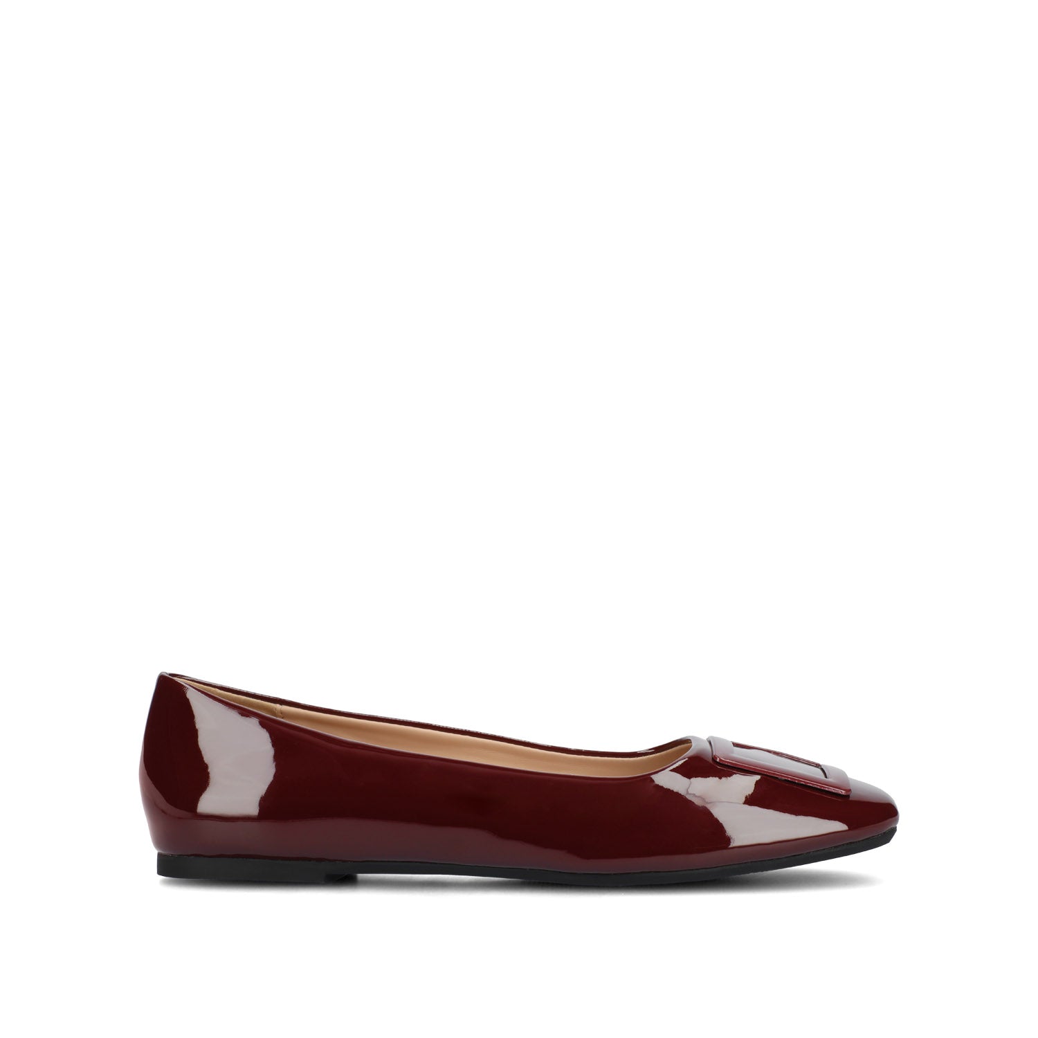 ZIMIA SQUARE TOE FLATS IN VEGAN LEATHER - Oxblood Nubuck