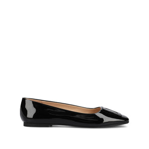 ZIMIA SQUARE TOE FLATS IN VEGAN LEATHER - Patent/Black