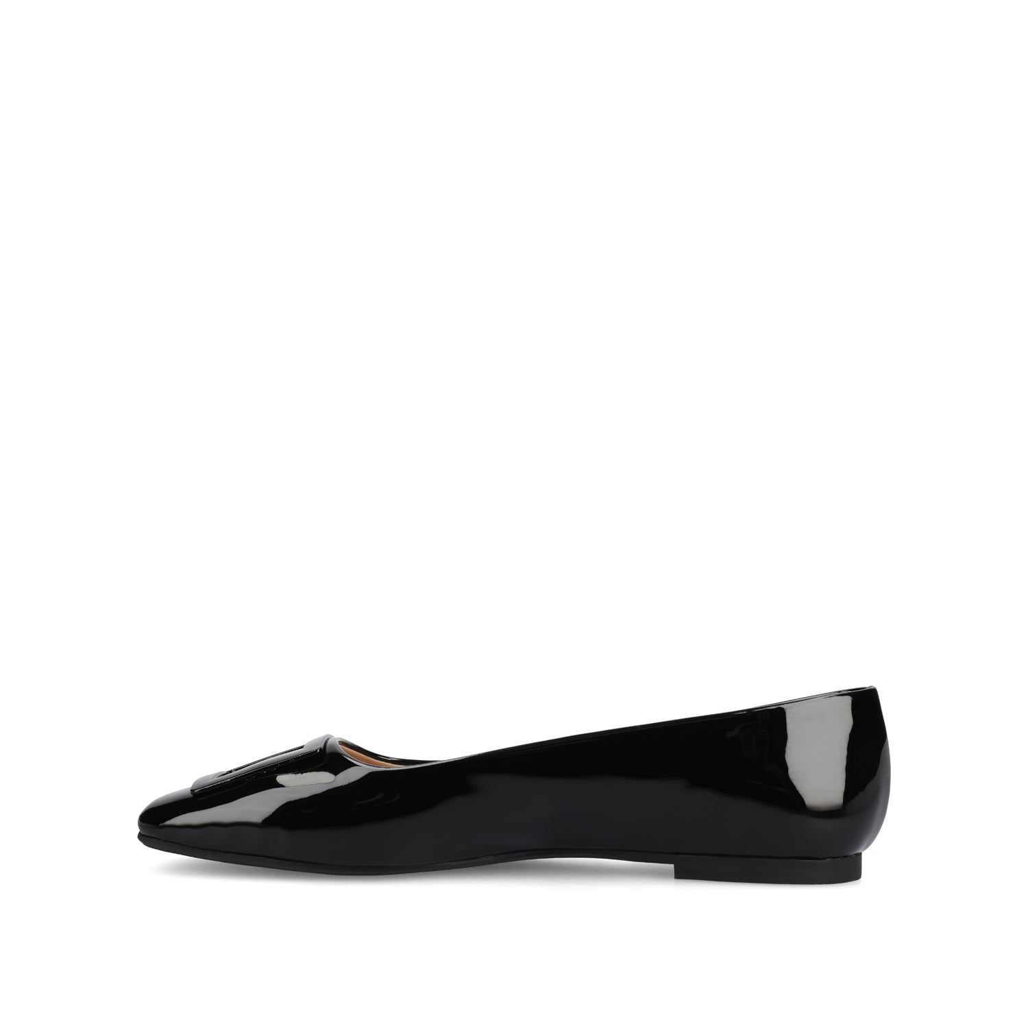 ZIMIA SQUARE TOE FLATS IN VEGAN LEATHER - Patent/Black