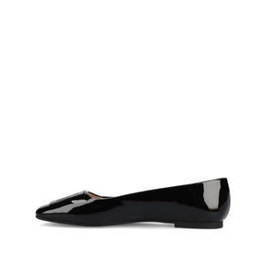 ZIMIA SQUARE TOE FLATS IN VEGAN LEATHER - Patent/Black