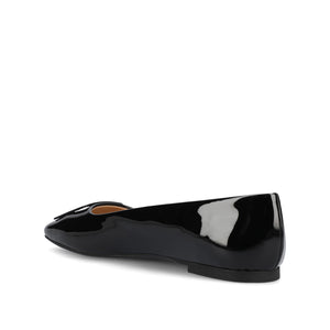 ZIMIA SQUARE TOE FLATS IN VEGAN LEATHER - Patent/Black