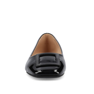 ZIMIA SQUARE TOE FLATS IN VEGAN LEATHER - Patent/Black