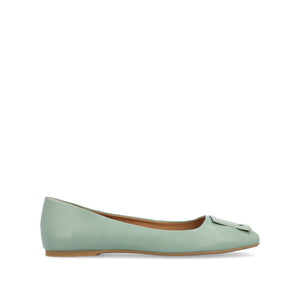 ZIMIA SQUARE TOE FLATS IN VEGAN LEATHER - Sage