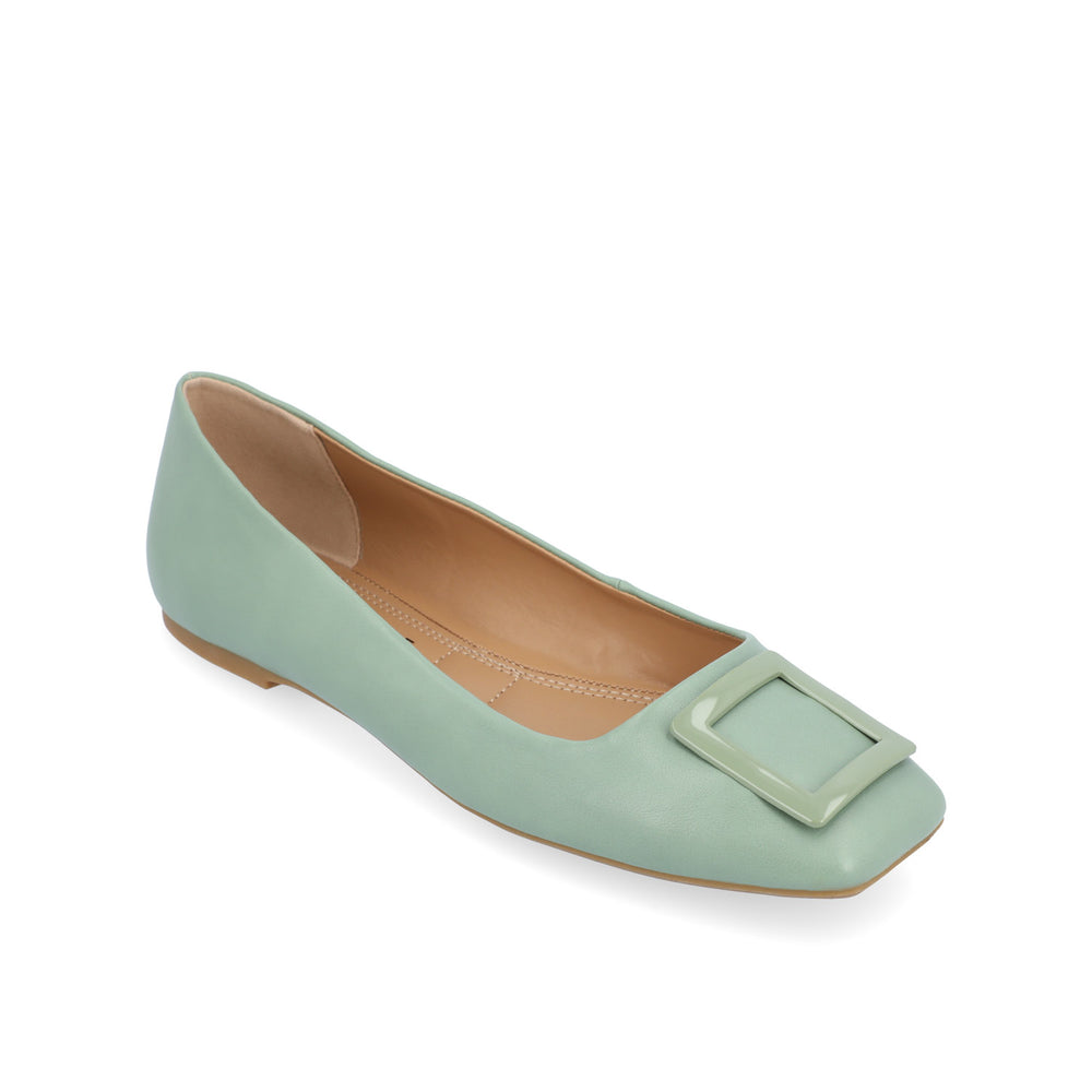 ZIMIA SQUARE TOE FLATS IN FAUX LEATHER