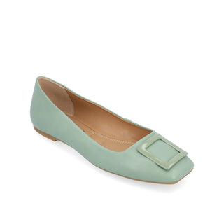 ZIMIA SQUARE TOE FLATS IN FAUX LEATHER