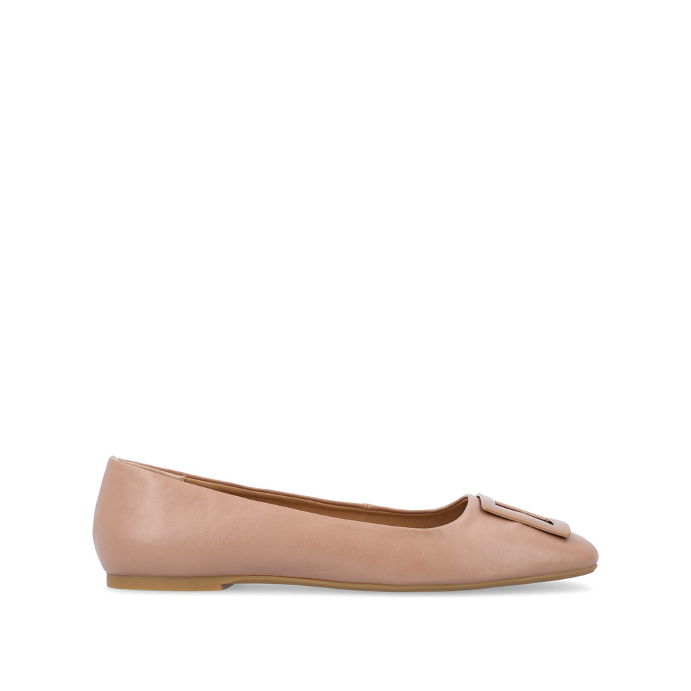 ZIMIA SQUARE TOE FLATS IN FAUX LEATHER